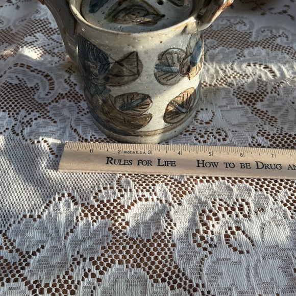 Otagiri Ceramic Tea Set with Blue and Gray Leaf Motif with 4 cups no chips noted - Picture 12 of 12